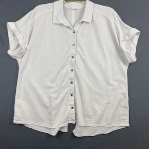 Jane Delancey Damen 1XL Kurzarm-Top Shirt mit Knöpfen Oversize weiß - Bild 1 von 6