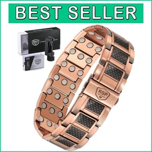 Lightweight Adjustable Copper Bracelet with Powerful 3800 Gauss Magnets for Men - Picture 1 of 8