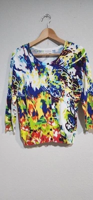 Joseph A. Quest-ce Que C'est Silk? Cárdigan mujer PM diseño floral multicolor Foto 1 de 4