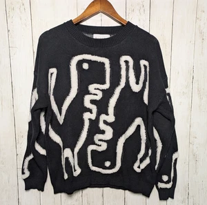 Suéter Dinosaurio Pixel Negro Blanco XL Extravagante Gráfico Tejido Acogedor Geek Gótico Lindo - Imagen 1 de 9