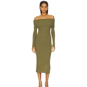 $88 BLANKNYC Play Again Knit Off The Shoulder Sweater Dress In Green Size Small - Picture 1 of 7