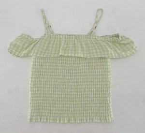 Abercrombie Kids Girl’s Off Shoulder Sleeveless Green Smocked Top 11/12 Preppy - Picture 1 of 6