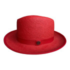 Bruno Capelo Empire Collection Womens Francesco Fedora Hat Red Straw Banded L