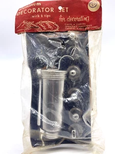 Aluminum Cake Decorator Set 6 Tips Cake Cookie Frosting Original Package Vintage - Picture 1 of 10