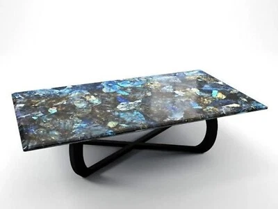 Marble Labradorite Coffee Table Top Epoxy Lawn table for Home Furniture Decor - Image 1 of 4