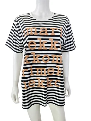 Camiseta Marimekko Top Logo Unisex Negra Blanca Rayas Algodón Camiseta Grande Nueva con Etiquetas $140 Foto 1 de 4