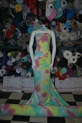 Tecido de malha Tie-Dye rayon strech jersey lindo combo multicolorido por jarda - Imagem 1 de 4
