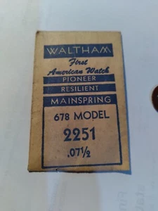 Waltham Pioneer Resilient Mainspring #2251 678 Model b15#37 - Picture 1 of 2