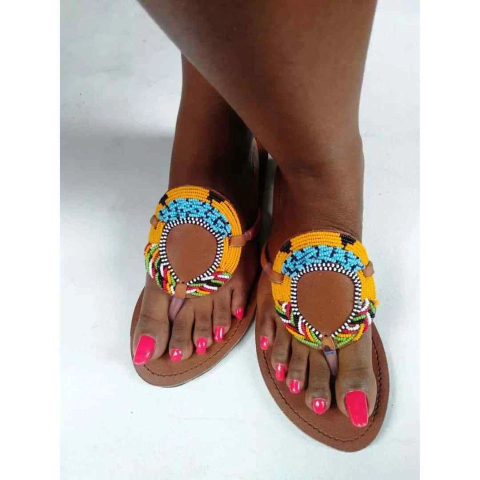 African beaded sandals/slippers - Image 1 of 1
