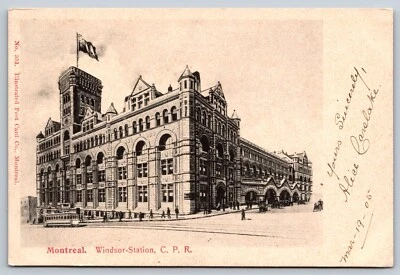 Montreal Quebec Windsor Station CPR Railway Depot Postcard QC 1905 - Image 1 of 3