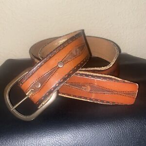 Tex Tan Leather Western Belt 32” Tooled Harness Cowhide 3782M