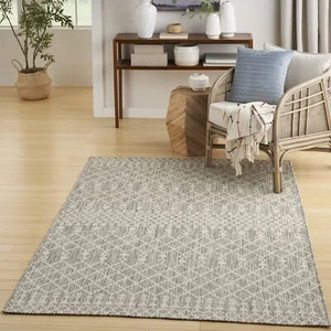 Nourison Positano Indoor/Outdoor Light Grey 4' x 6' Area Rug Easy Cleaning Non - Picture 1 of 9
