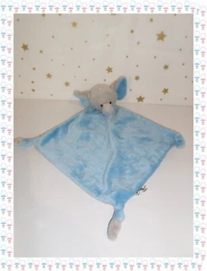 ㉚ - Doudou Plat Losange Eléphant Bleu Gris Nature Planet - Foto 1 di 3