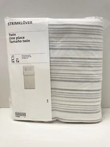 Ikea STRIMKLOVER Twin Duvet cover and pillowcase flannel gray/striped - NEW - Picture 1 of 2