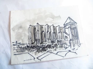 CHRISTIAN BILQUIN :  ENCRE SUR FOLIO "CATHÉDRALE DE SAINT BERTRAND DE COMMINGES" - Bild 1 von 2