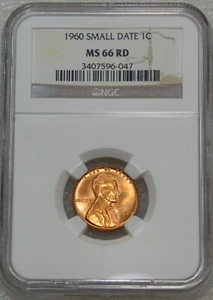 1960 P Lincoln Cent Small Date NGC MS66RD Shiny Red Luster Just Graded #41T - Picture 1 of 4