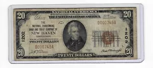 1929 Tradesman Bank Trust New Haven $20 Note National Currency 1202 CN626 - Picture 1 of 2