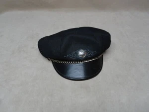 Vintage Black Biker Captains Cap Harley Davidson 1980's NOS Hat Size Small - Picture 1 of 10