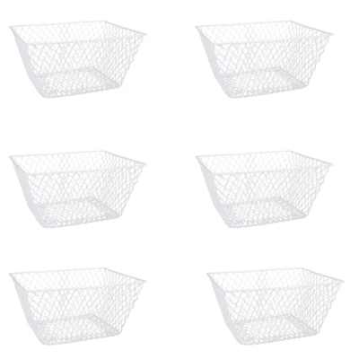 White Rectangle Wire Basket - 6 Pack Centerpiece Floral Decor Gifts Storage Gift - Image 1 of 4