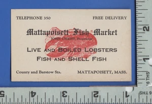 E588 Mattapoisett Fish Market card lobster shell fish John Christ Barstow St MA - Picture 1 of 2