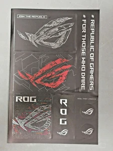 New Asus Republic of Gamers Logo Metallic Sticker Sheet Genuine Original Rare - Picture 1 of 2