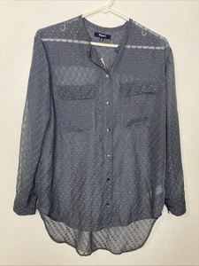 Madewell Gray Sheer Long Sleeve Button Up Shirt Women's Size XS - Picture 1 of 10