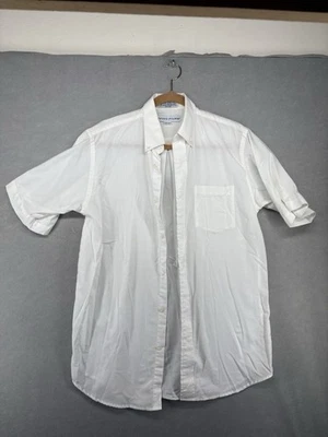 Camisa de vestir Irvine Park para hombre talla 14 1/2 SS blanca manga corta tela ancha Foto 1 de 4