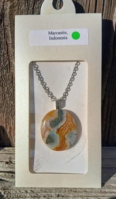 marcasite pendant on stainless steel necklace - Image 1 of 3