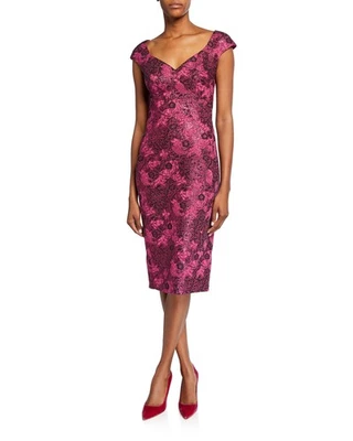 VESTIDO ZAC POSEN METALIZADO FLORAL JACQUARD MANGAS GORRA ESCOTE EN V $1,490 talla 8/6 Foto 1 de 4