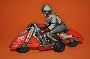 HUKI #12 TIN MOTORCYCLE PENNY TOY RACER 1950 EX - Picture 1 of 5