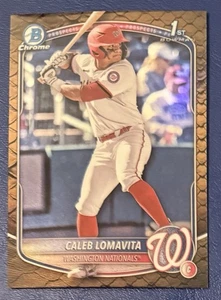 2025 1st Bowman Chrome Prospect #BCP-120 Caleb Lomavita Gold Reptilian Refractor - Picture 1 of 5