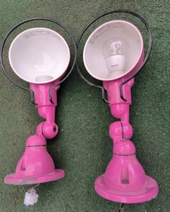 A Pair of pink French Genuine Jielde lamps 358766 retro industrial lighting - Picture 1 of 7