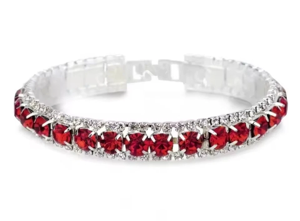 Armband 925 Silber AAA Österreichische Royal Rot Kristalle Damen Modeschmuck - Bild 1 von 4