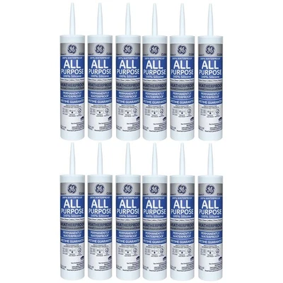 Универсальный силиконовый герметик GE 1 — прозрачный — 10,1 унции, упаковка 12 шт. - Изображение 1 из 4