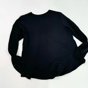 Lululemon Top Womens 8 Black Solid Long-Sleeve Crew-Neck Pullover T-Shirt - Picture 1 of 7