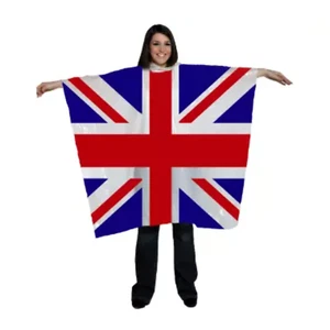 Union Jack wasserdichter Poncho Union Jack für Erwachsene vorne und hinten King Queen Royal - Bild 1 von 2