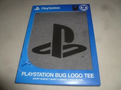 全新 PLAYSTATION PS1 PS2 PS3 PS4 PS5 游戏衬衫 BUG 标志 TEE 索尼 全新带盒 灰色 — 第 1/4 张图片