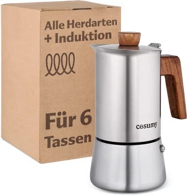 Espressokocher 300ml Holz Espresso Bereiter Maschine Edelstahl Mokka Maker - Bild 1 von 4
