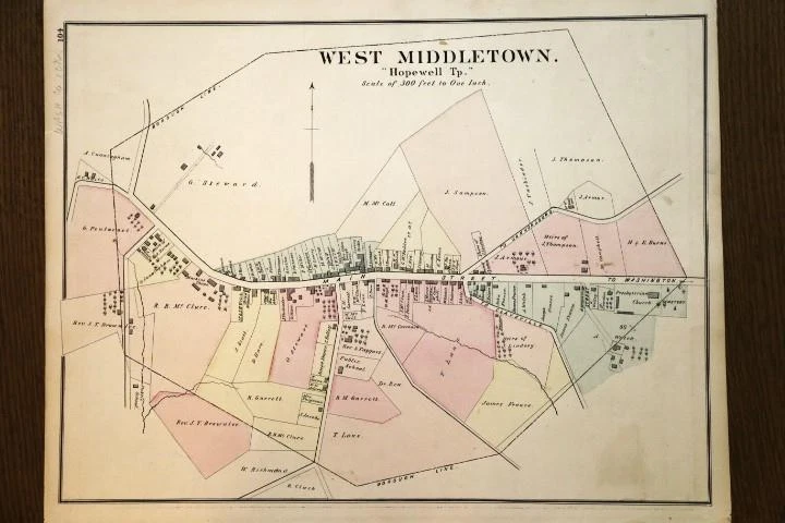 MAPA DEL ATLAS DE CERVEZAS 1872 - OESTE MIDDLETON - CONDADO DE WASHINGTON, PENSILVANIA - COLOREADO A MANO Foto 1 de 1