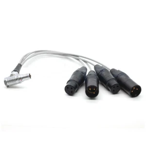 Right Angle 10 pin to (Neutrik) 3 pin XLR Breakout Audio Cable for Atomos Shogun - Picture 1 of 2
