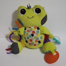 Bright Starts Green Frog Sensory Plush Crinkle Toy Rattle Teether Chime Baby 8"