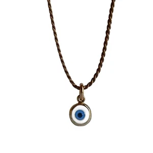 14k Gold Filled Evil Eye Silk Choker Necklace Protection Good Luck Turkish Gift - Picture 1 of 11