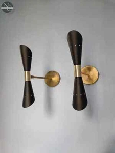 Aplique Lámpara Negro Mate - Par de Apliques de Pared Diablo Italiano Mediados de Siglo - Imagen 1 de 4