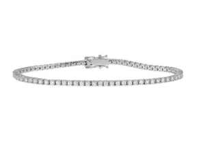 14K White Gold Plated Tennis Bracelet 3Ct Round Cut Diamond Lab Created Women's - Picture 1 of 6