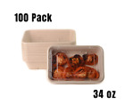 [ 100 Pack ] Compostable Eco Friendly Container Trays with Clear Lids 34oz.