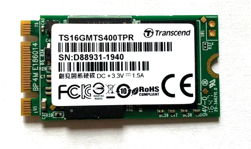 Transcend 16Gb M.2 NGFF SATA III SSD TS16GMTS400TPR - Image 1 of 2