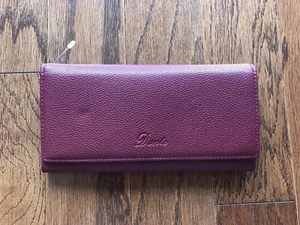New Dante Red Pebbled Leather Wallet Clutch - Picture 1 of 6