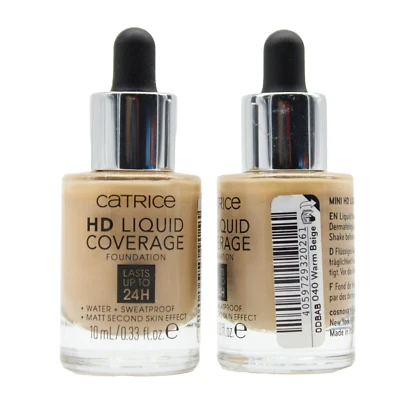 2x Catrice HD LIQUID COVERAGE FOUNDATION lasts up to 24h 2x 10ml 040 Warm Beige - Bild 1 von 2