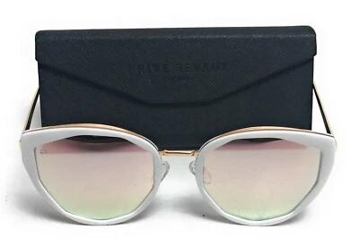 Gafas de sol polarizadas Prive Revaux - The Artist Cat Eye blanco/rosa espejo con estuche Foto 1 de 3