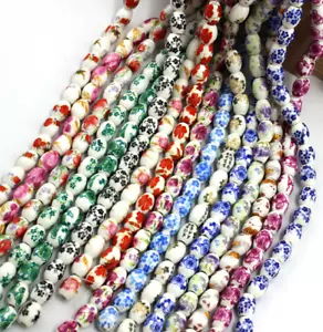 wholesale 200pcs 8x10mm Ceramic flower Loose Charm Spacer Beads Jewelry Craft - Picture 1 of 29
